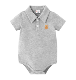PatPat Gray Polo Onesie with Bear