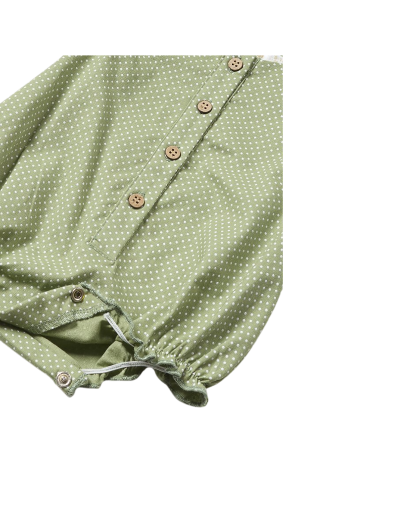 Green Polka Dot Romper with Hat
