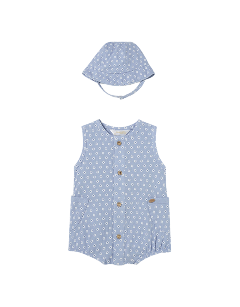 Blue Circle Romper with Hat