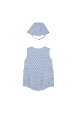 Blue Circle Romper with Hat