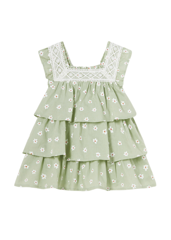 Green Printed Flower Dress