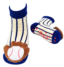 Baseball Striped Rattle Socks 0-12m