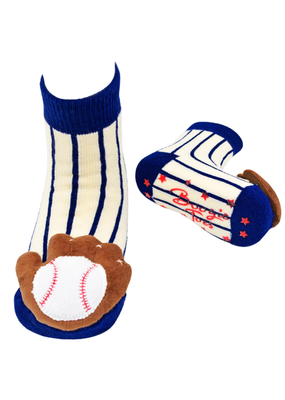 Baseball Striped Rattle Socks 0-12m