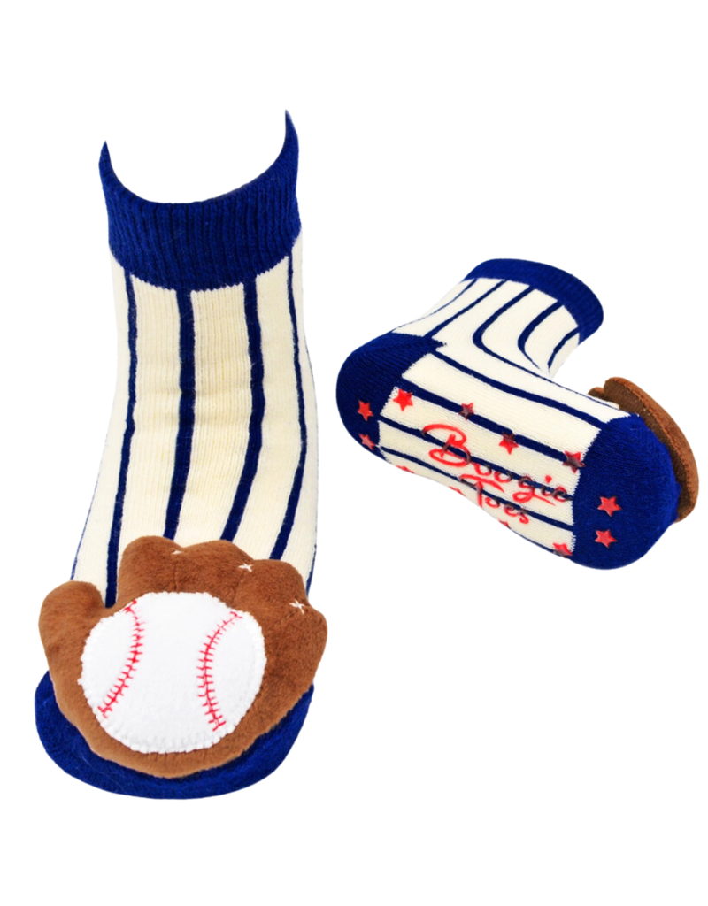 Baseball Striped Rattle Socks 0-12m