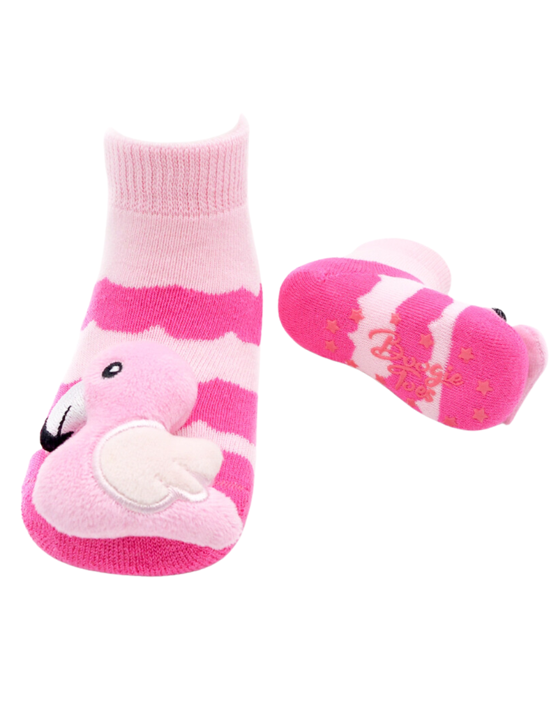 Liventi Pink Flamingo Rattle Socks 0-12m