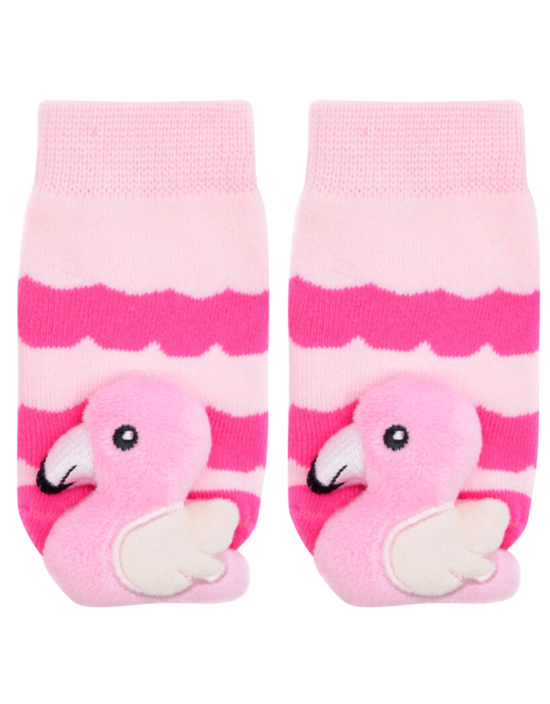 Liventi Pink Flamingo Rattle Socks 0-12m