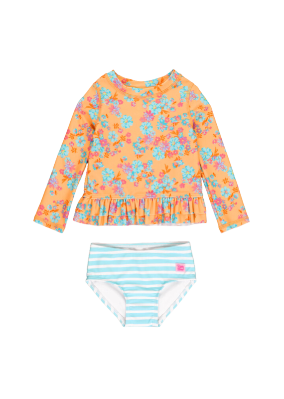 Infant Ruffle Hem Ruffle Rash Guard 2 Piece Vibrant Valley