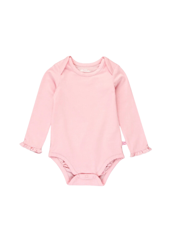 Pink Knit Ruffle Long Sleeve Onesie