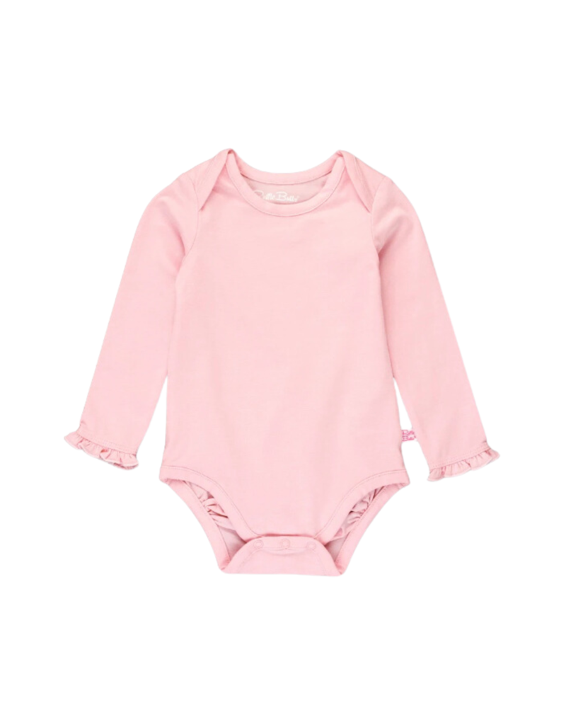 Pink Knit Ruffle Long Sleeve Onesie
