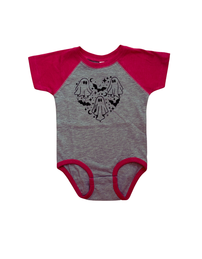 Tracy's Treasures Ghosts Bats Pink Baseball Tee Onesie
