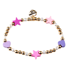 CHARM IT! Gold Heart & Star Stretch Bead Bracelet