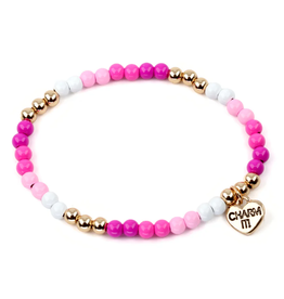 CHARM IT! Gold Pink Stretch Bead Bracelet