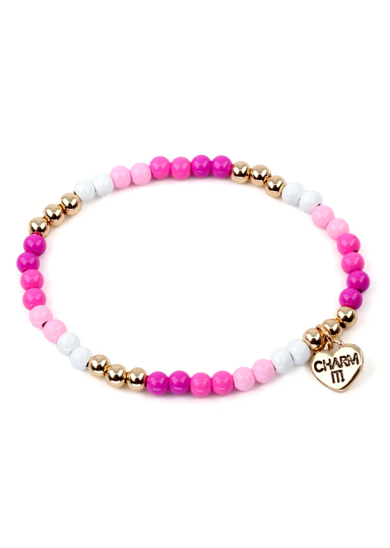 CHARM IT! Gold Pink Stretch Bead Bracelet