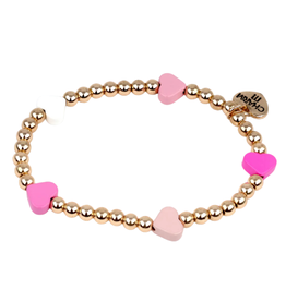 CHARM IT! Gold Pink Heart Stretch Bead Bracelet