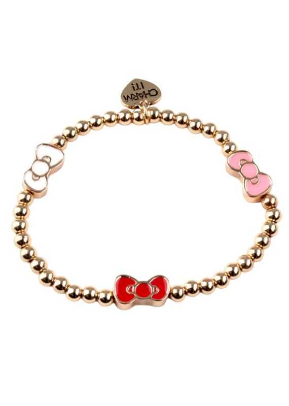 CHARM IT! Gold Hello Kitty Bow Stretch Bead Bracelet