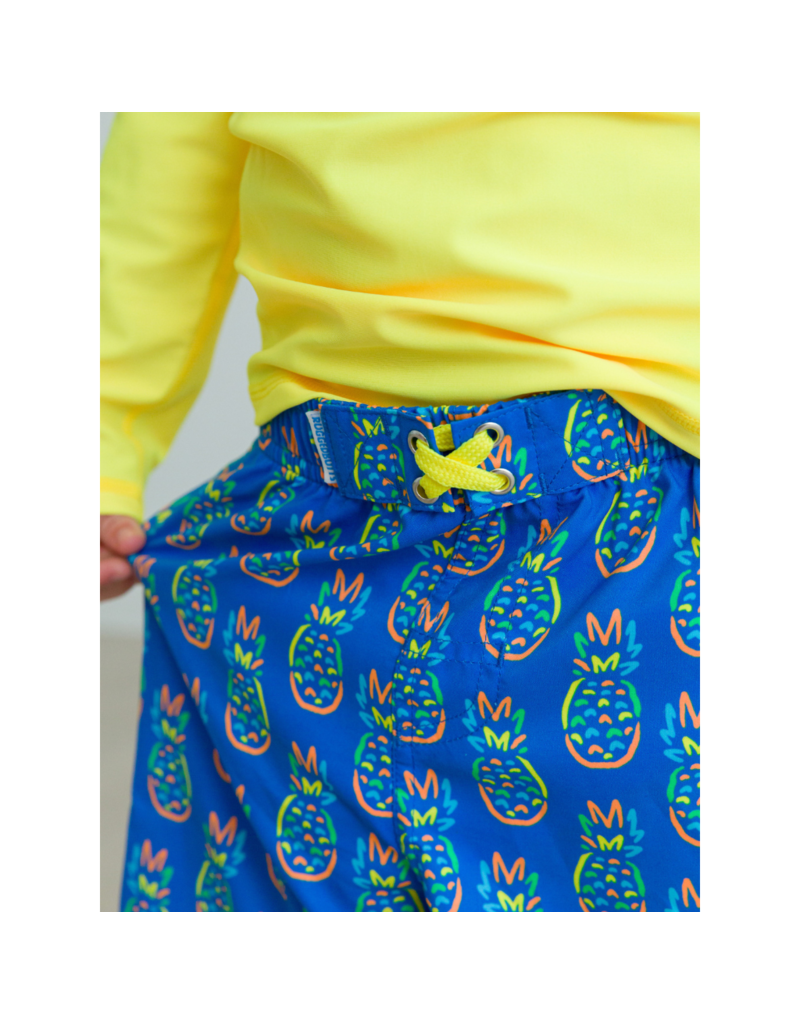 Blue Neon Pineapple Swim Trunks