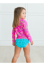 Neon Island Time Long Sleeve Zipper Rash Guard 2 Piece