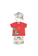 Grapefruit Toucan Swimsuit Set with Hat