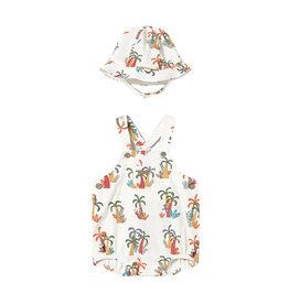 Printed Romper with Hat
