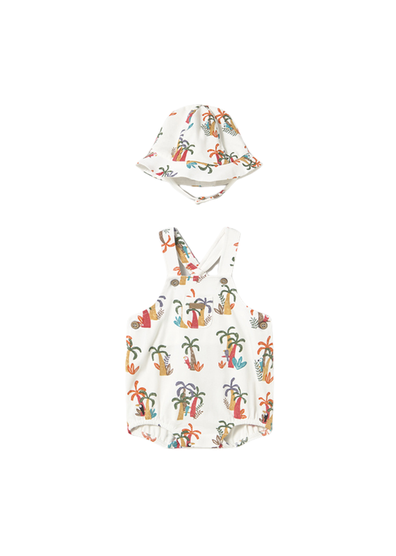 Printed Romper with Hat