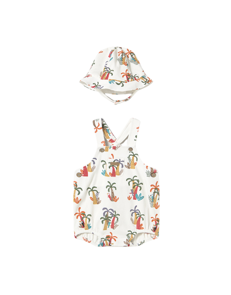 Printed Romper with Hat