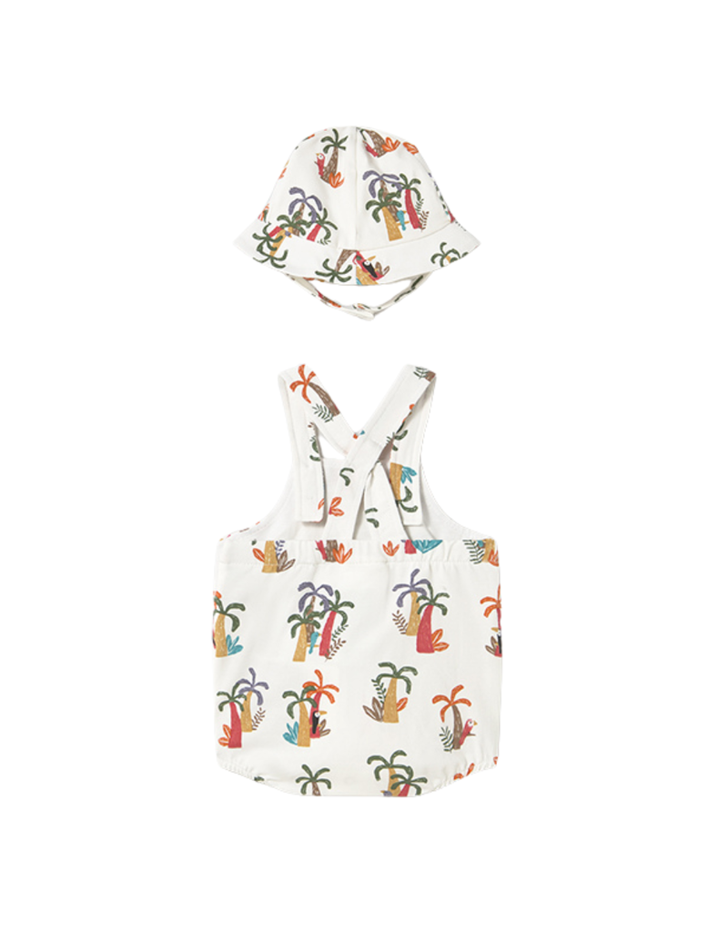 Printed Romper with Hat
