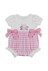 Yawoo Garments Little Sister Floral Pink Plaid Romper