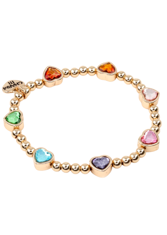 CHARM IT! Gold Sparkle Heart Stretch Bead Bracelet