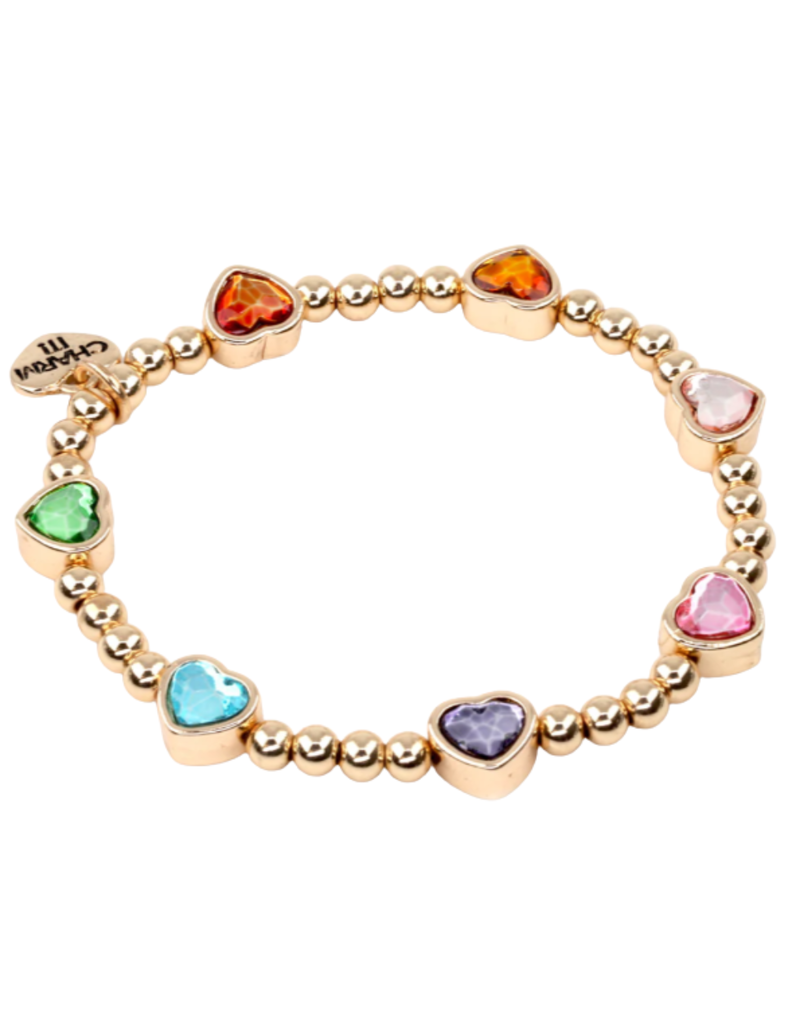 CHARM IT! Gold Sparkle Heart Stretch Bead Bracelet