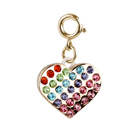 CHARM IT! Gold Rainbow Sparkle Heart Charm