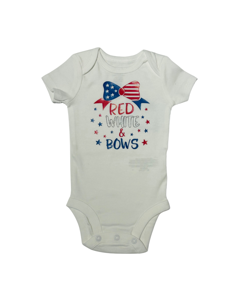 Tracy's Treasures Red White & Bows Short Sleeve Onesie