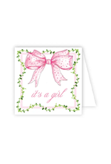 RosanneBeck It's A Girl Pink Bow Card