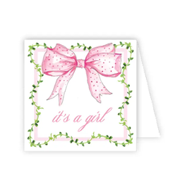 RosanneBeck It's A Girl Pink Bow Card