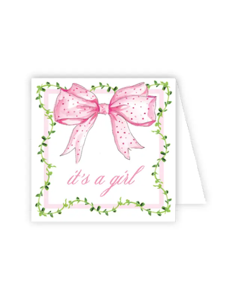 RosanneBeck It's A Girl Pink Bow Card
