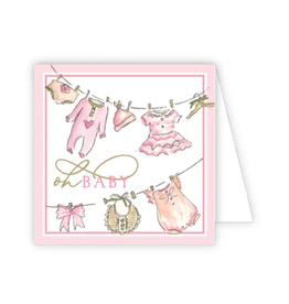 RosanneBeck Oh Baby Pink Baby Clothesline Card
