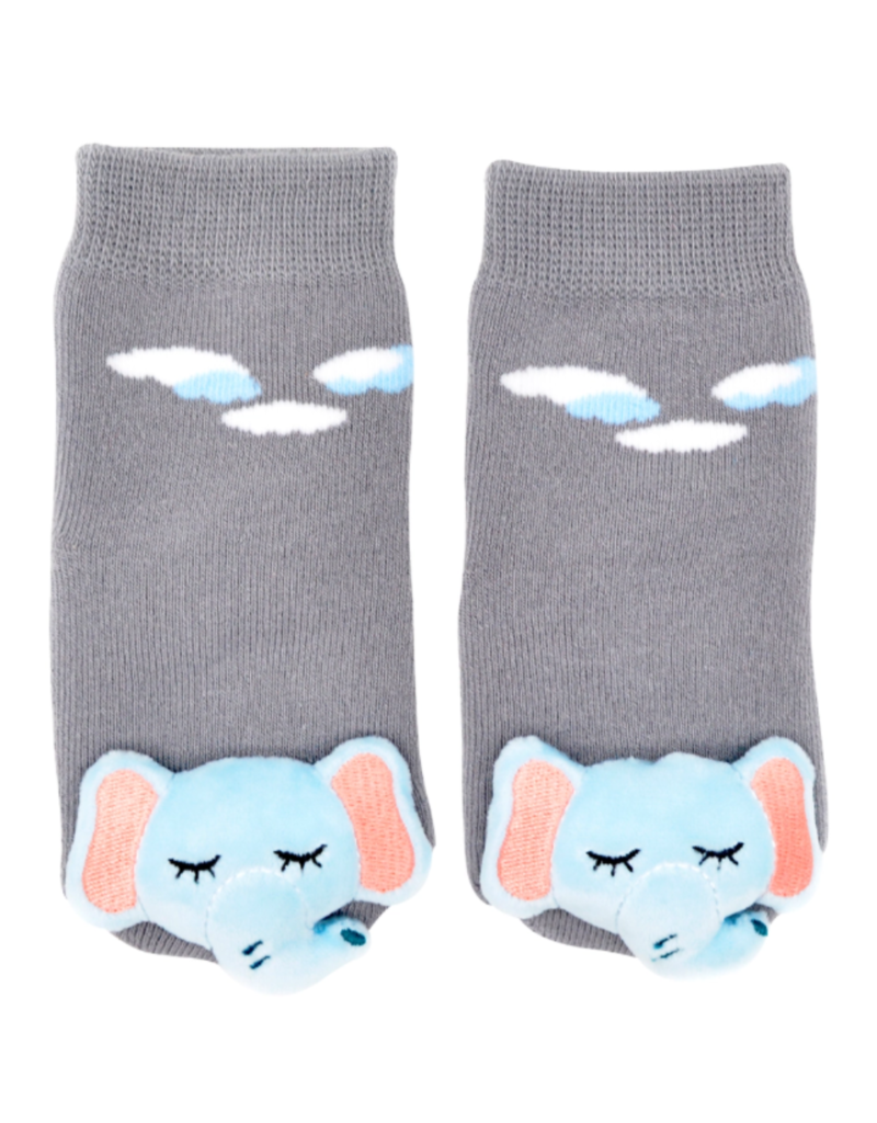 Liventi Sleepy Elephant Rattle Socks 0-12m