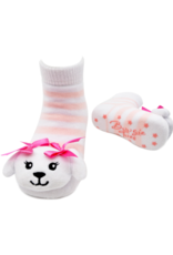 Pink Toy Puppy Rattle Socks 0-12m