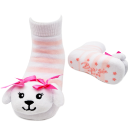 Pink Toy Puppy Rattle Socks 0-12m