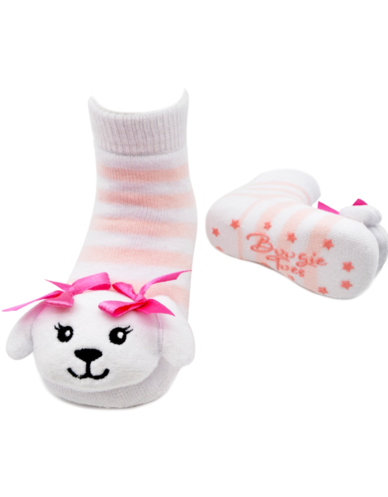 Pink Toy Puppy Rattle Socks 0-12m