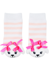 Pink Toy Puppy Rattle Socks 0-12m