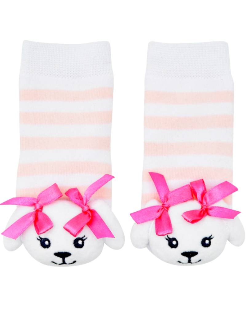 Pink Toy Puppy Rattle Socks 0-12m