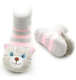 Liventi Gray  Cat Rattle Socks 0-12m