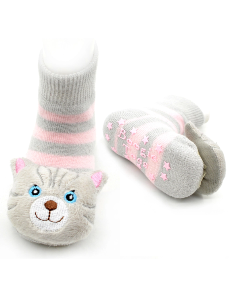 Liventi Gray  Cat Rattle Socks 0-12m