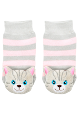 Liventi Gray  Cat Rattle Socks 0-12m