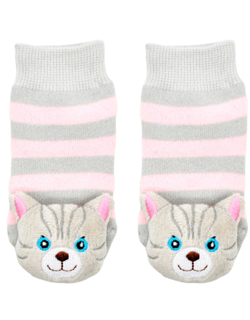 Liventi Gray  Cat Rattle Socks 0-12m