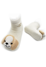 Beige Puppy Rattle Socks 0-12m