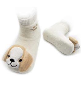 Beige Puppy Rattle Socks 0-12m