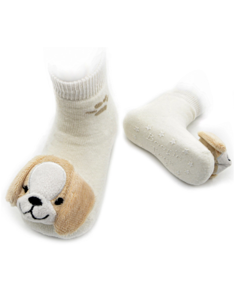 Beige Puppy Rattle Socks 0-12m