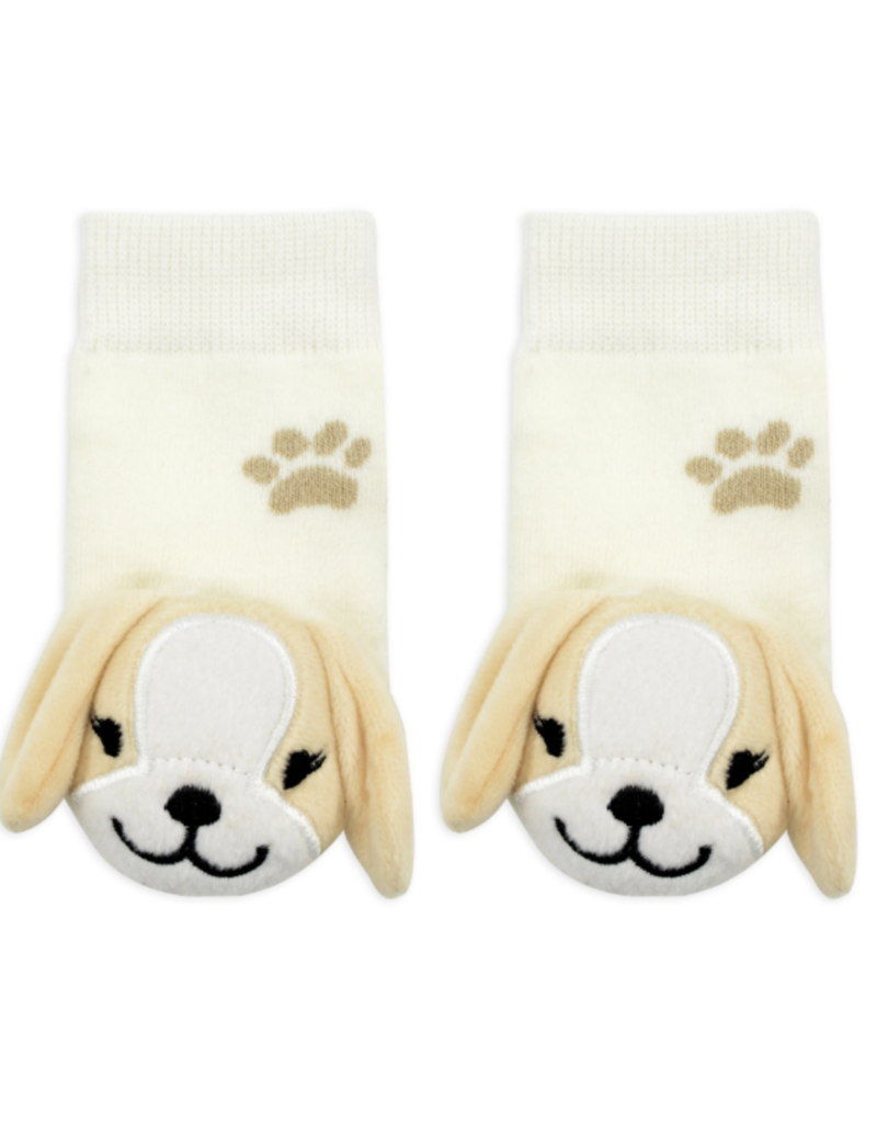 Beige Puppy Rattle Socks 0-12m