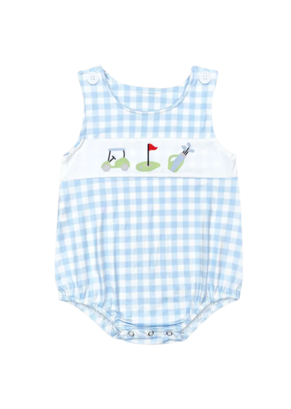 Aier Golf Blue Checkered Bubble Romper